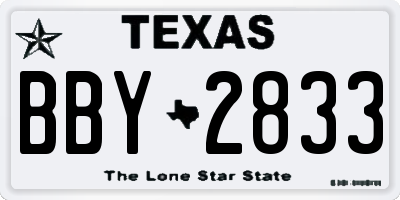 TX license plate BBY2833