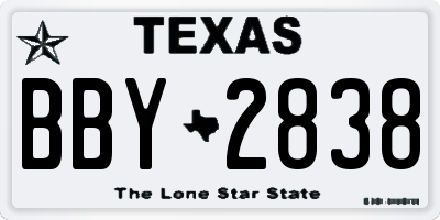TX license plate BBY2838