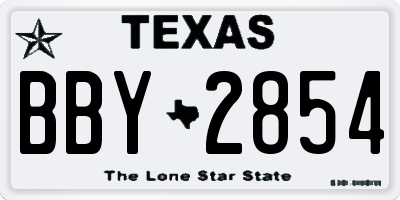 TX license plate BBY2854