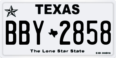 TX license plate BBY2858