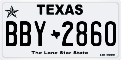 TX license plate BBY2860