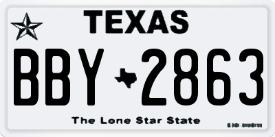 TX license plate BBY2863