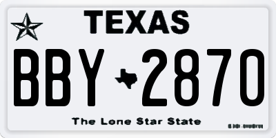 TX license plate BBY2870