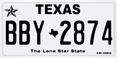 TX license plate BBY2874