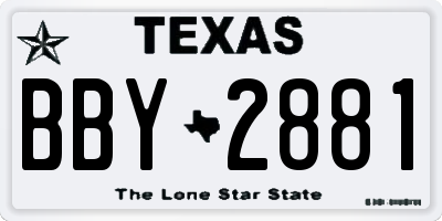 TX license plate BBY2881