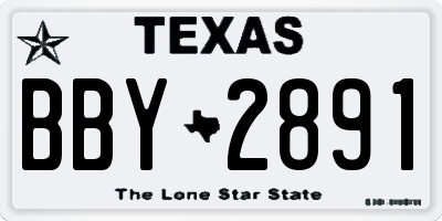 TX license plate BBY2891