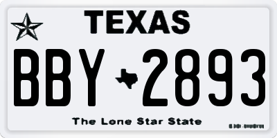 TX license plate BBY2893