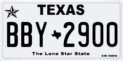 TX license plate BBY2900