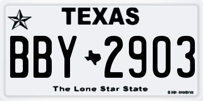 TX license plate BBY2903