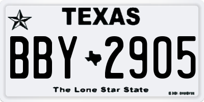 TX license plate BBY2905