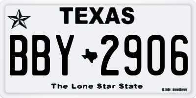 TX license plate BBY2906