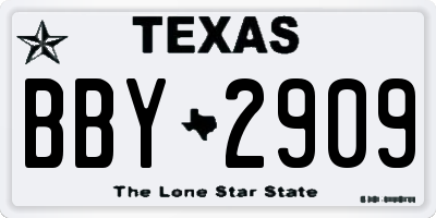 TX license plate BBY2909