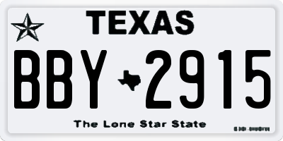 TX license plate BBY2915