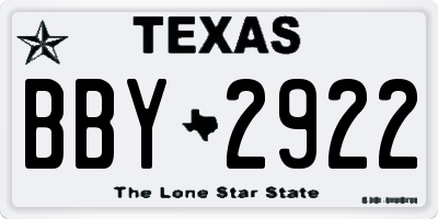 TX license plate BBY2922