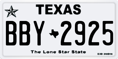 TX license plate BBY2925