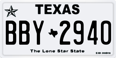 TX license plate BBY2940