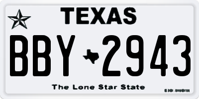 TX license plate BBY2943