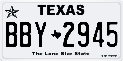 TX license plate BBY2945
