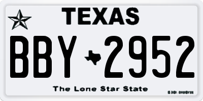 TX license plate BBY2952