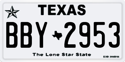 TX license plate BBY2953