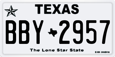 TX license plate BBY2957