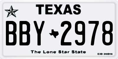 TX license plate BBY2978