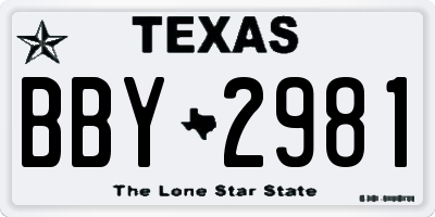 TX license plate BBY2981