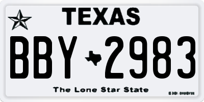 TX license plate BBY2983