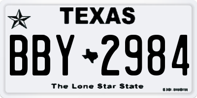 TX license plate BBY2984