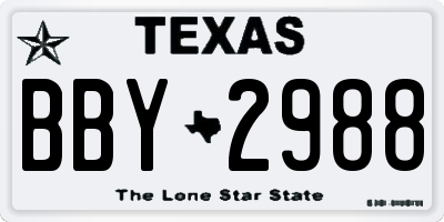 TX license plate BBY2988