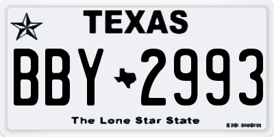 TX license plate BBY2993