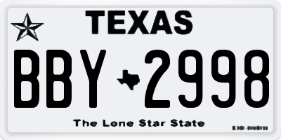 TX license plate BBY2998