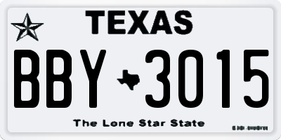TX license plate BBY3015