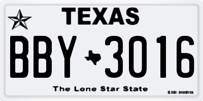 TX license plate BBY3016