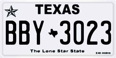 TX license plate BBY3023