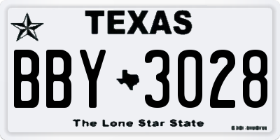 TX license plate BBY3028