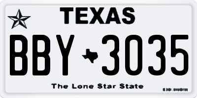 TX license plate BBY3035