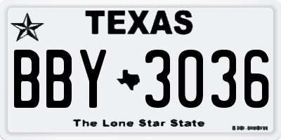TX license plate BBY3036