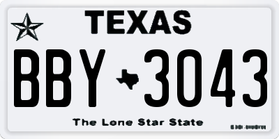 TX license plate BBY3043