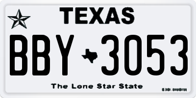 TX license plate BBY3053