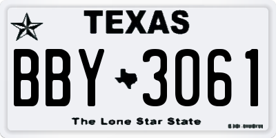 TX license plate BBY3061