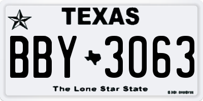 TX license plate BBY3063