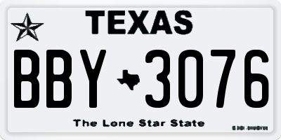 TX license plate BBY3076
