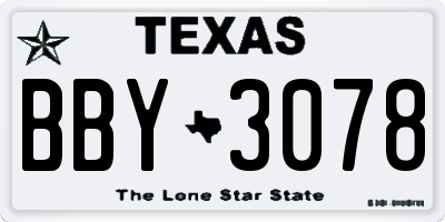 TX license plate BBY3078