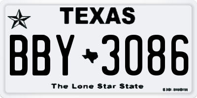 TX license plate BBY3086