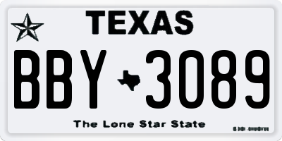TX license plate BBY3089