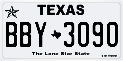 TX license plate BBY3090
