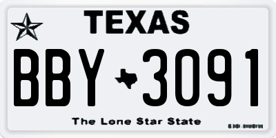 TX license plate BBY3091