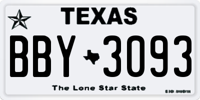 TX license plate BBY3093