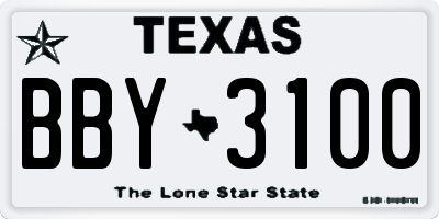 TX license plate BBY3100